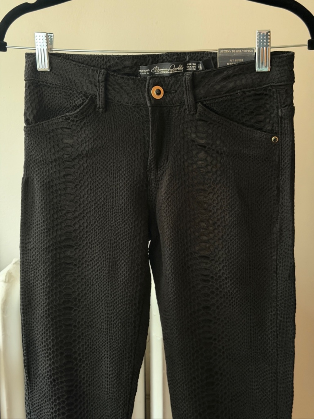 Snakeskin Denim Skinny Jeans